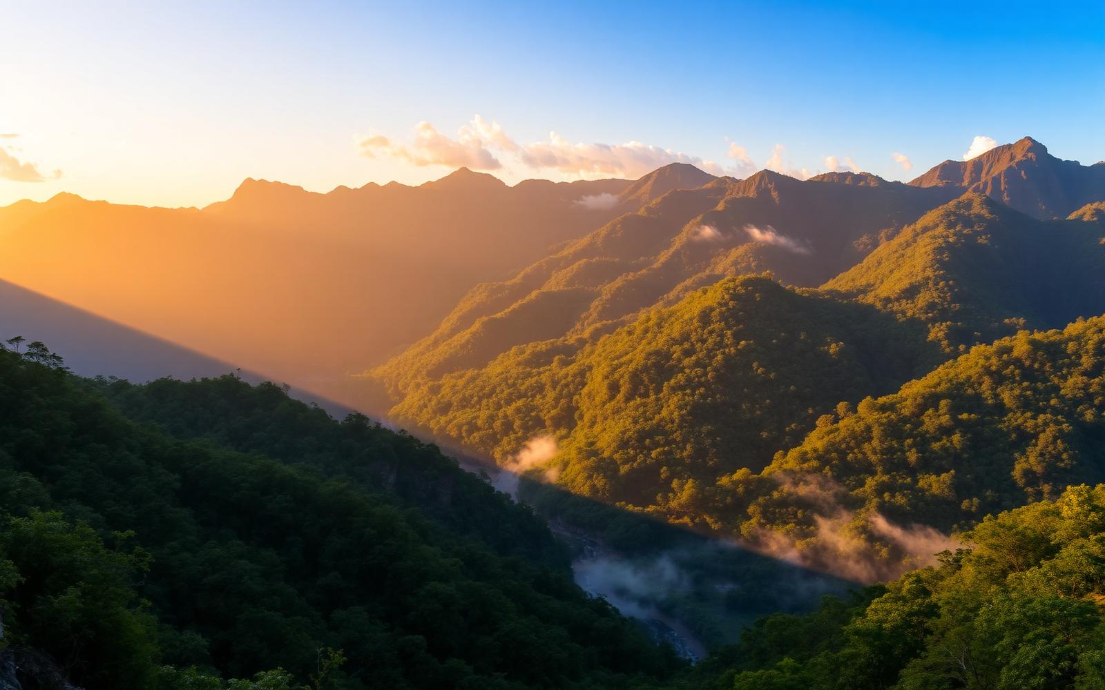 Paisaje de las montañas de Jarabacoa al atardecer