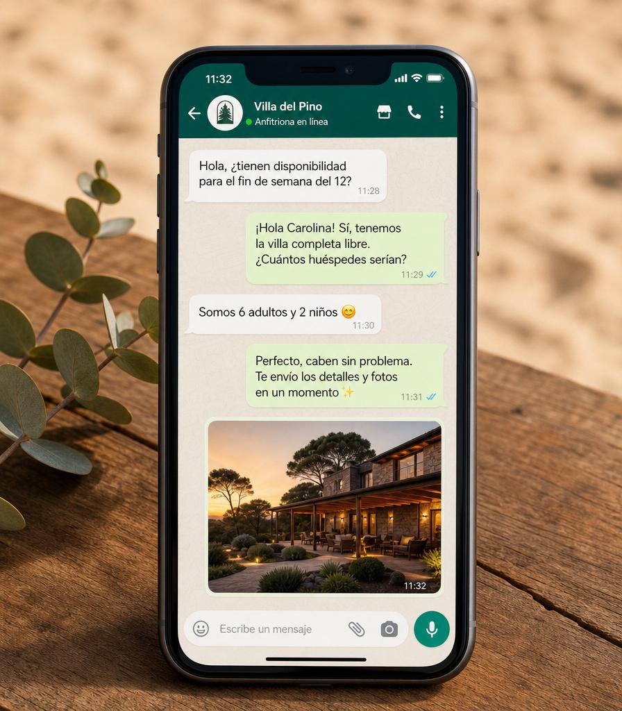 Ejemplo de WhatsApp para Villa del Pino